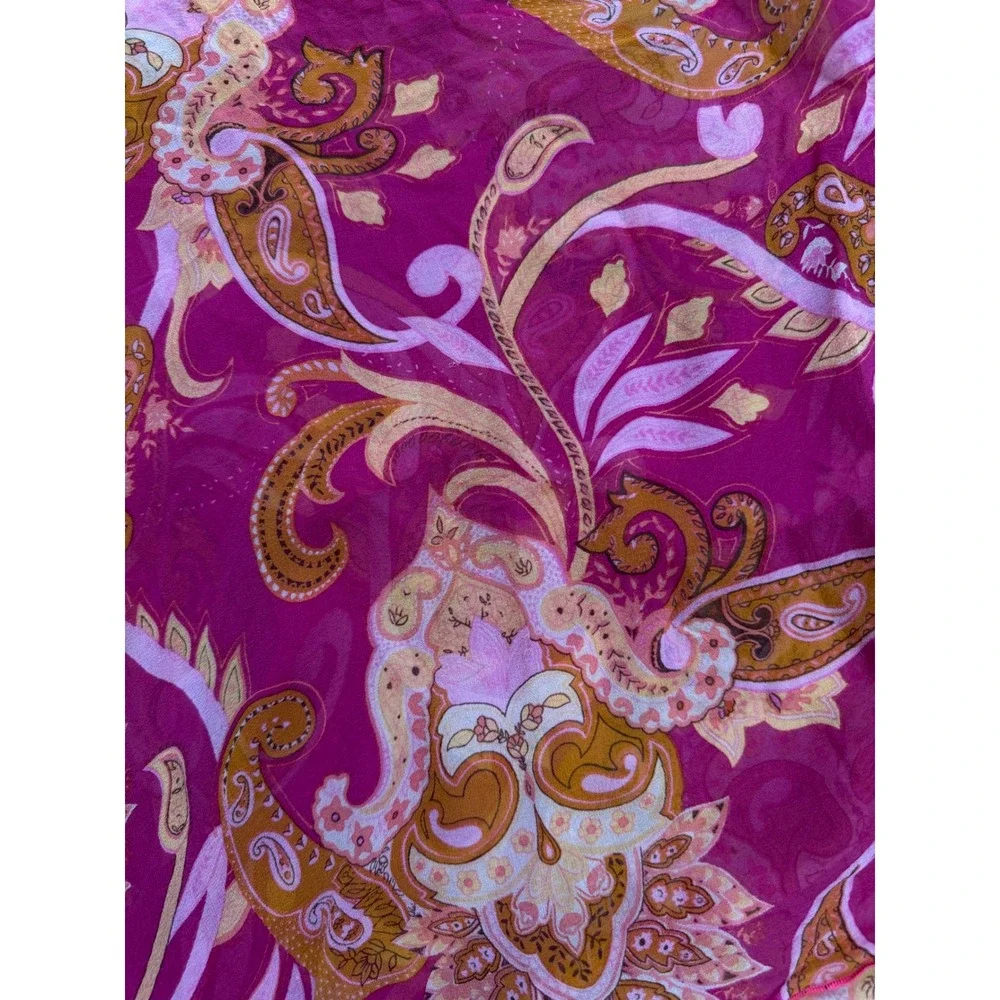 Echo Silk Shawl Pink Paisley Sheer Lightweight Bohemian Accessory One Size
